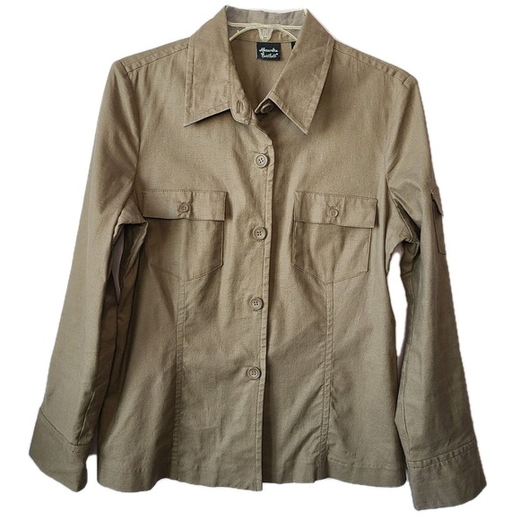 Alexandra Bartlett Jackets & Blazers - Y2K Alexandra Bartlett Women's Khaki Utility Jacket Button Up Pockets SZ 8